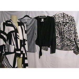 4 LOT Chico's top cardigan duster Jacket Chicos Size 0 (Small) Black White